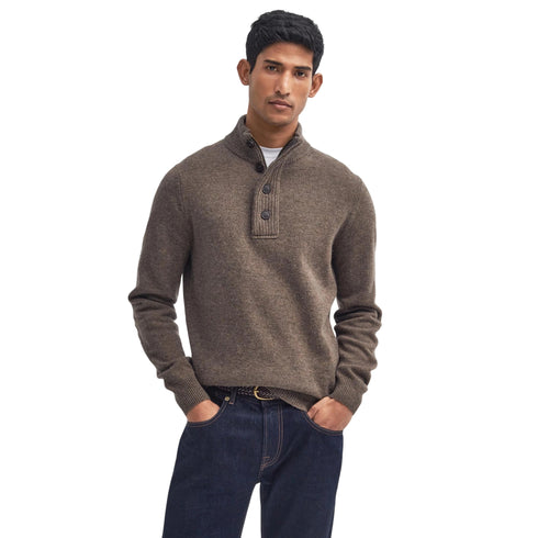 Maglia Uomo con mezza zip e bottoni, in pura lana